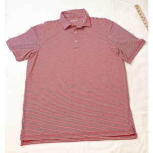 Vineyard Vines Mens Polo Shirt Short Sleeve Red White Stripe Performace Size L